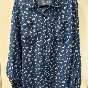 American Apparel Blue Daisy Chiffon Blouse